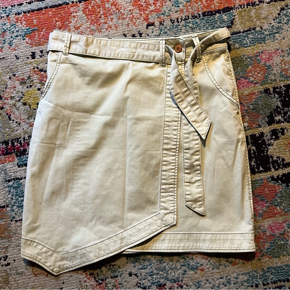 Anthropologie Pilcro And The Letterpress Wrap Khaki Chino Skirt Women's Size 12